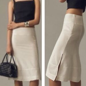 NWT Anthropologie Sheer Seamed Fluted Silk Blend Midi Skirt Size 8